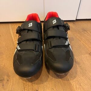 Peloton Black and Red Athletic Cycling Shoes with Velcro Straps